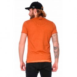 T-shirt orange col V Von Dutch homme