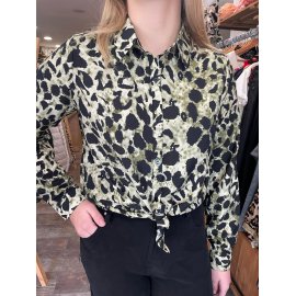 Blouse à imprimé kaki pour femme