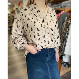 Blouse à imprimé beige pour femme